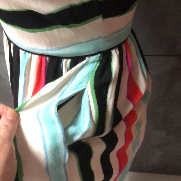 Anthropology Maeve flared stripe  multicolor dress size 0 Cap Sleeves Zip Back - Picture 8 of 14